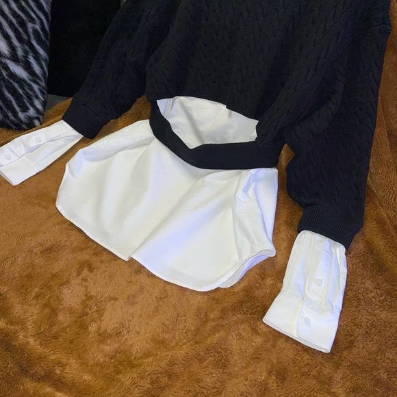 Alexander Wang Bi-Layer Cable Knit Cardigan in Black & White - Picture 10 of 14